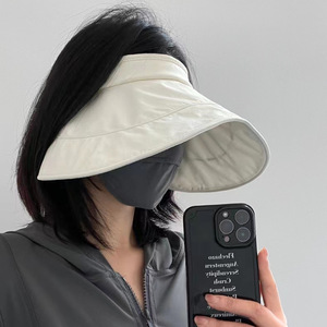 Women's Sun Visor Hat Wide Brim UV Protection Breathable Foldable Outdoor Fashion Cap Black - Product Image 2