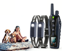 Ferngesteuertes Hundetrainingsgerät mit Piep-, Vibrations- und Schockmodi, Bellkontroll-Halsband mit Zwei Halsbändern zum Training von Zwei Hunden