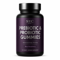 Gummies Probiotiques et Prébiotiques Formule Quotidienne Avancée 50 Unités Framboise Bleue Marque Privée OEM ODM Prix de Gros