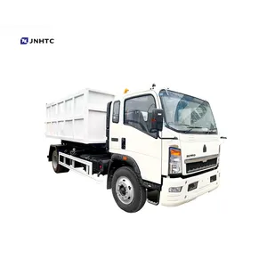 SINOTRUK HOWO Small Hook Lift Truck Garbage Bins Container 4CBM 6 TONS Roll Off Hydraulic Arm Garbage Box