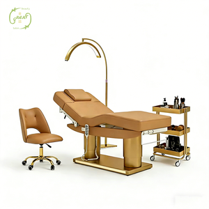 Lit de massage chauffant de luxe à 4 moteurs en cuir PU, lit électrique pour soins du visage pour salon de cils avec réglage en hauteur - Product Image 6
