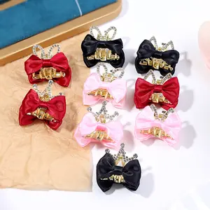 Mini Diamond Butterfly Hairpins Sticky Fabric Hair Accessories Bow Metal Hair Clips For Women Wholesale