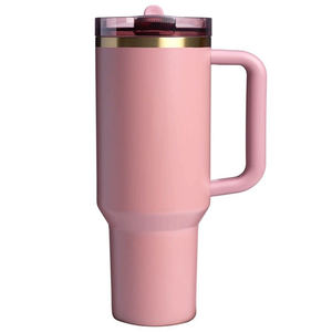 H2.0 40oz Tie Dye Tazas de viaje de acero inoxidable Vaso de café de doble pared Taza para acampar al aire libre con asa y pajita - Product Image 6