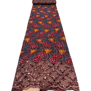 Tissu en dentelle suisse de haute qualité NI.AI, dentelle brodée florale multicolore avec strass pour robe de mariée pour femmes africaines - Product Image 2