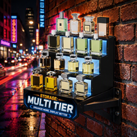 Présentoir à parfums personnalisé moderne à 4 niveaux en acrylique transparent, avec revêtement poudré lavable, étagères en plastique, organisateur de comptoir facile à utiliser