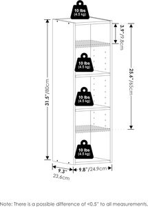 Librería blanca moderna de 3 niveles, muebles de almacenamiento para ahorrar espacio de 8 pulgadas de ancho para el hogar - Product Image 5