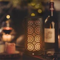 Lampe à flamme LED d'ambiance pour table à manger, classique, noire et blanche, simple, en forme de pétale de fleur, creuse, chaude, étanche IP44, pour extérieur