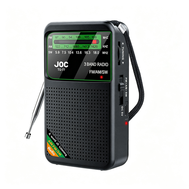 TG-77 Multifunctional Full Band Radio Portable FM/AM/SW Receiver Auto Scan Radio Rechargeable Built-in Speaker Pocket Radio