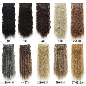 Clip dans les Extensions de Cheveux 6PCS 24 "Extensions de Cheveux Noirs Longues Vagues de Sirène Ondulées Synthétique Clip sur Postiche pour les Femmes - Product Image 5