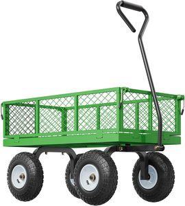 Chariot de jardin en acier personnalisable de 1200 LBS <span class=keywords><strong>Wagon</strong></span> utilitaire en métal à usage intensif Côtés en maille amovibles Chariot de jardin à <span class=keywords><strong>lit</strong></span> plat pour fermes et maison - Product Image 2