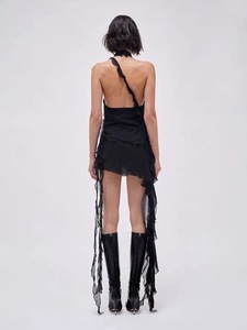 Abito da donna con scollo all'americana e con frangia a balze e dettaglio <span class=keywords><strong>Mini</strong></span>-elegante vestito da Club per feste dal negozio <span class=keywords><strong>Online</strong></span> - Product Image 3