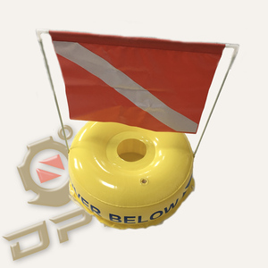 Flotador de señal inflable "Buzo por debajo" de buceo libre de PVC resistente de la marca DPR con bandera - Product Image 1