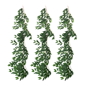 Ý ruscus cây xanh, 5.6ft Lụa Nhân Tạo bất động cảm ứng liễu lá vòng hoa, Faux wispy mộc mạc cây nho gốc Swag - Product Image 3