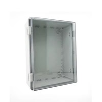Boîte étanche à la poussière en plastique gris à charnières transparente 600*400*220 Boîte de câblage électrique Porte centrale 6 prises Extérieur