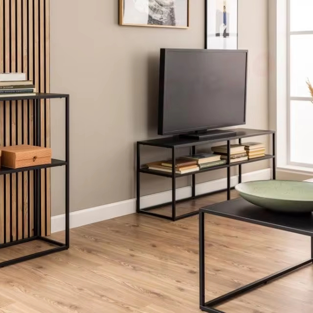 Sleek Modern Metal Electric TV Storage Unit Living Room Bedroom Media Cabinet Easy Assembly Compact Packaging Wall-Mount Option