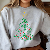 Transferts thermocollants personnalisés en strass couleur néon pour T-shirts, motifs étincelants DIY, vêtements avec motifs d'arbre de Noël
