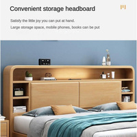 Nouvelle arrivée Lit en bois massif avec rangement Tête de lit rigide Prix de gros Lit double avec sommier de luxe en noyer personnalisé pour adultes