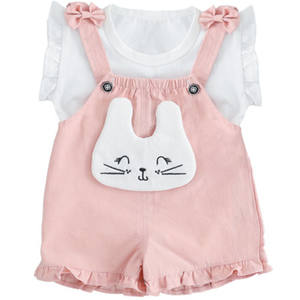 Ensemble formel pour filles motif princesse et lapin, T-shirts de marque et pantalons à jambes larges pour enfants, boutique en ligne en gros - Product Image 1