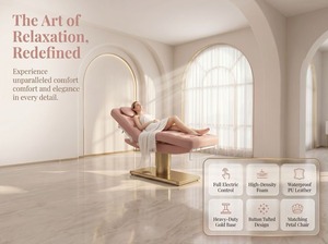 Lit de Beauté Électrique de Luxe avec Chaise Pétale Rose Capitonnée, Base Dorée, Table de Traitement Médical Intelligente pour Spa, Mobilier de Salon - Product Image 3