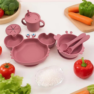 Baby Divided Unbreakable Suction Silicone Plate Toddler Feeding Set Eco Friendly BPA Free <b>Utensils</b> Included - Product Image 1