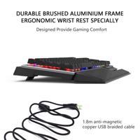 AIKUN GX920 kablolu RGB arkadan aydınlatmalı oyun klavye mekanik anahtarları multimedya tam boy klavye iki USB Hub