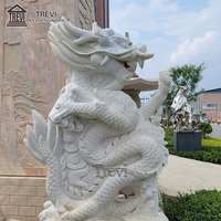 Bon Symbole Statues de Dragon Chinois en Marbre Blanc Décoratif de Haute Qualité