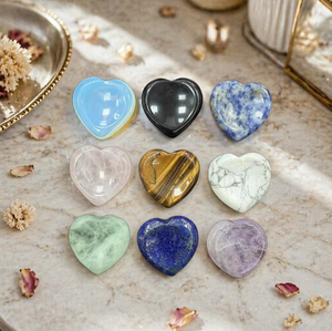 Ornements en pierre naturelle en forme de cœur 30*30*8mm : Améthyste, Agate, Quartz Rose – Artisanat en pierres précieuses - Product Image 3