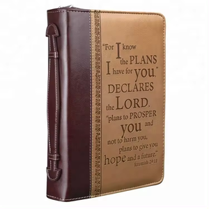 Funda Personalizada para <span class=keywords><strong>Biblia</strong></span> con Logo, Cubierta para Libro 100% Cuero PU, Bolso para <span class=keywords><strong>Biblia</strong></span> con Cierre - Product Image 1