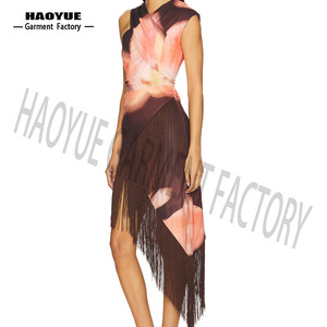 Vedda Midi romantica festa in Chiffon traspirante lavorato all'uncinetto Anti-rughe naturale personalizzabile servizio OEM 5XL - Product Image 4