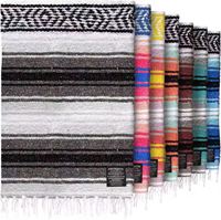 Serviette de plage mexicaine géométrique en coton tissé avec franges, tapis de pique-nique et couverture de yoga pour activités de plein air, camping et plage