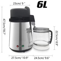Distillateur d'eau pure électrique WeWork 4L/6L 750W en acier inoxydable pour usage domestique, dentaire et de laboratoire