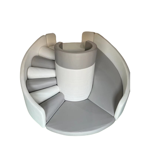 Magnifique toboggan circulaire d'intérieur gris et blanc, équipement de jeu souple pour enfants, idéal pour les fêtes d'anniversaire. - Product Image 3