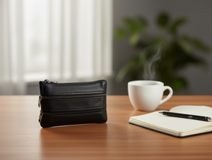 Monedero de Cuero Genuino con Cuatro Cierres, 7 Pulgadas, Minimalista, Unisex, con Forro de Poliéster - Product Image 2