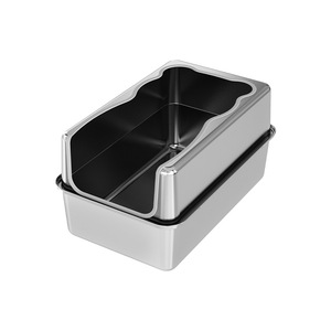 Bac à litière multifonctionnel en acier inoxydable pour chat - Facile à nettoyer, anti-éclaboussures, épaissi et surélevé - Product Image 1
