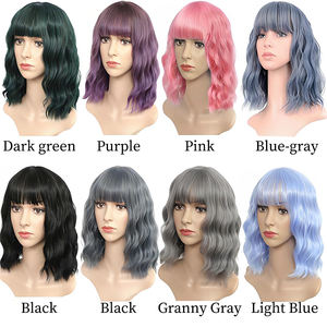 Rosa <span class=keywords><strong>viola</strong></span> Cosplay <span class=keywords><strong>capelli</strong></span> corti parrucche con pizzo trasparente frangia parrucche sintetiche per le donne fatte da <span class=keywords><strong>capelli</strong></span> cinesi - Product Image 2