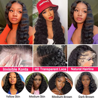Perruques Cheveux Humains Vierges Ondulés Non Coiffés, Lace Front HD Pré-épilée, Perruque Frontale HD Ondulée en Cheveux Indiens