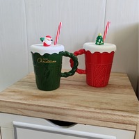 Mug de Noël Créatif 2025, Tasse à Eau en Céramique avec Couvercle et Cuillère, Nouveau Design, Tasse à Café pour Bureau et Maison, Cadeau pour Enfants