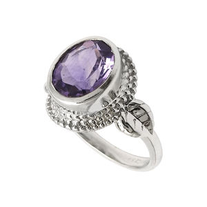 Bagues bohèmes exclusives en argent sterling 925 à la mode avec améthyste naturelle Bagues de fiançailles raffinées avec pierre de naissance de février OEM - Product Image 1