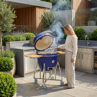 Parrilla Argentina Personalizada Auplex, Parrilla Kamado de Cerámica Big Joe de 27 Pulgadas, Parrilla de Carbón para Ahumar, Barbacoa para Exteriores Beefmaster Garden