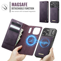 Casing HP Kulit PU Anti-RFID dengan Slot Kartu Banyak dan Penyangga Lepas, Langsung dari Pabrik ODM, Kompatibel dengan Seri Apple