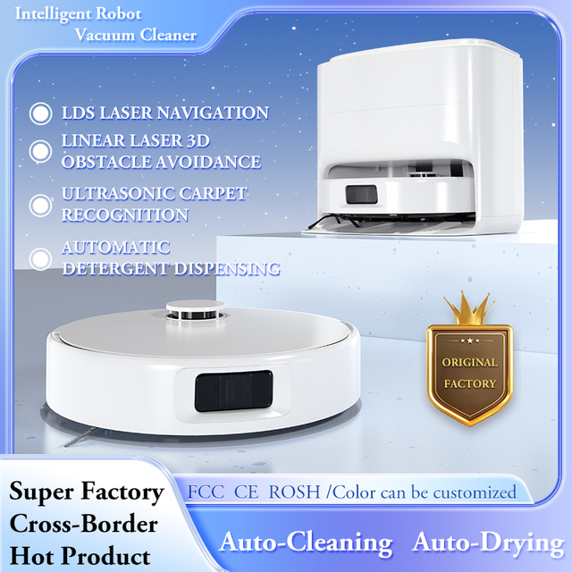 LiDAR Navigation Robot Vacuum Cleaner Automatic Lift Mops Wash & Dry Carpet Detection Ideal for Hard Floor, Tile