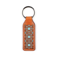 Porte-clés en cuir véritable Alhambra personnalisé, motif géométrique ajouré, motif marocain cousu, breloque de sac en cuir premium
