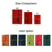 Cuaderno de Cuero PU Personalizado con Espiral, Juego de Regalo con Bolígrafo, Cuaderno de Viaje Vintage, Personalizado, A5/A6, 7 Artículos de Papelería