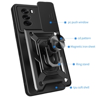 Pour OPPO Reno12 Pro 5G Global, coque de téléphone en TPU+PC avec design de protection coulissante pour l'appareil photo