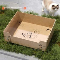 Bac à litière pour chat portable, jetable, pliable, double couche, anti-fuite, imprimé dessin animé, pour voyage en extérieur