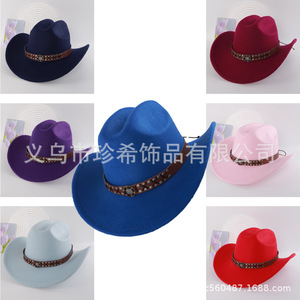 Sombreros de Vaquero de Poliéster con Ala Ancha, Protección Solar, Estilo Retro Artístico, Accesorios de Moda Otoño 2024, Venta al Por Mayor - Product Image 2