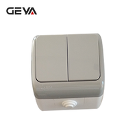 Interrupteurs muraux minimalistes durables GEYA, norme européenne, matériau PC, IP54, 10A 250V, 2 gangs, 1 voie, étanches, 40000