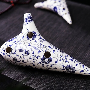 Ocarina en céramique à 12 trous avec porcelaine bleue et blanche Design peint idée cadeau de <span class=keywords><strong>Noël</strong></span> instrument de direction du vent avec sac - Product Image 5