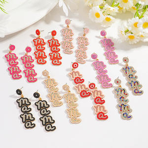 Boucles d'oreilles créatives en alliage avec lettres <span class=keywords><strong>MAMA</strong></span> incrustées de diamants, perles de riz, bijoux fantaisie pour la Fête des Mères - Product Image 3