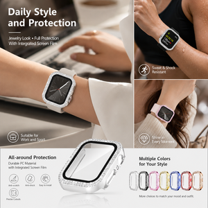 CS031 Funda Protectora para Reloj Inteligente con Doble Fila de Diamantes Integrados, Resistente a Golpes, Cubierta Completa, Brillante, para <span class=keywords><strong>Apple</strong></span> <span class=keywords><strong>Watch</strong></span> <span class=keywords><strong>Series</strong></span> 10 11 - Product Image 5